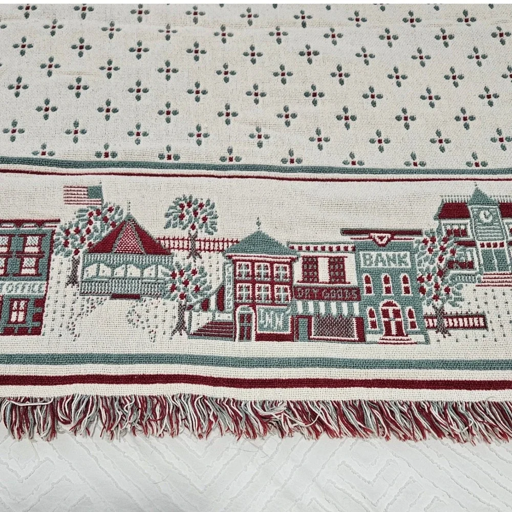 Vintage Bob Timberlake Tapestry Throw Blanket Christmas Small Town Holiday